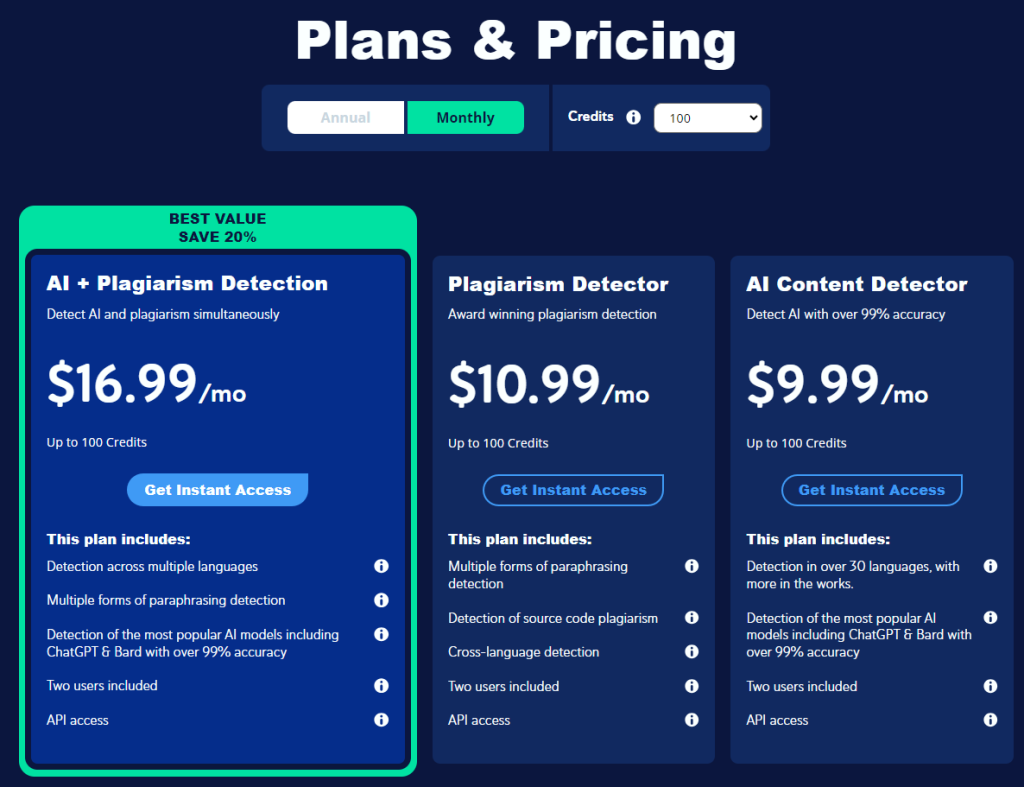 Copyleaks Plagiarism Checker - Copyleaks Pricing