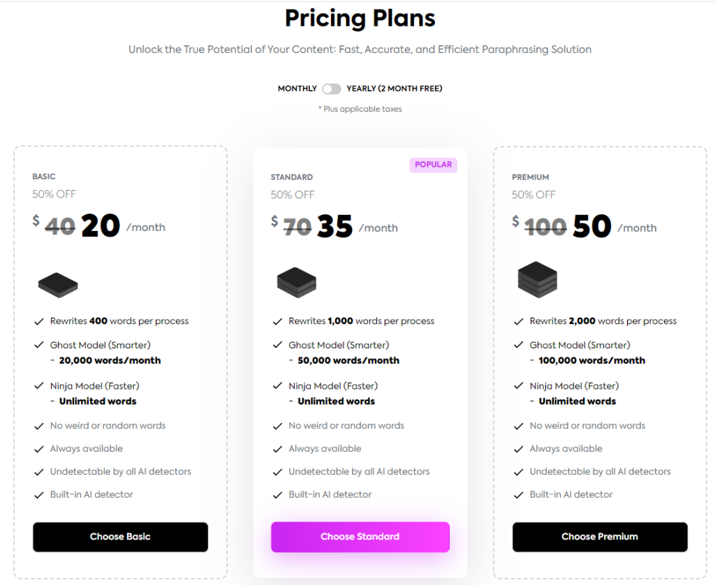 AI Detector - Stealthwrite Pricing