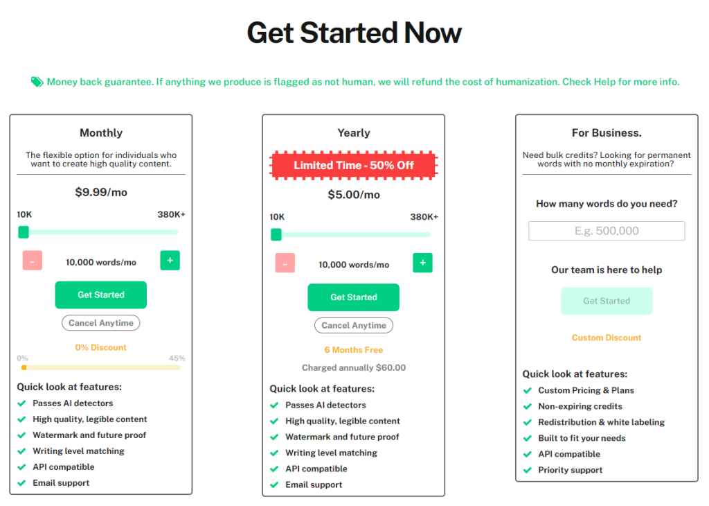 AI Detector - Undetectable AI Pricing