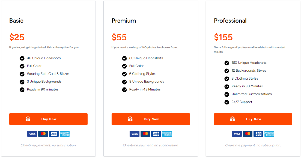 AI Headshot Generator - Prophotos AI Pricing